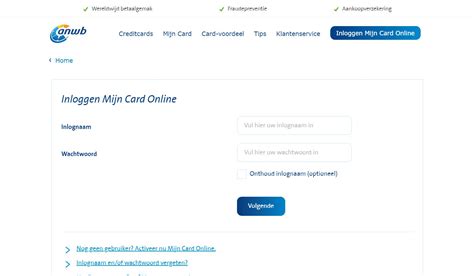 inloggen visa card
